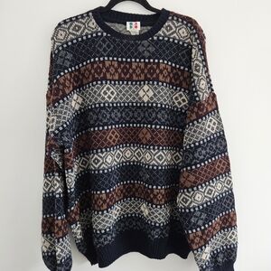Men's Vintage Patterned Crewneck Sweater